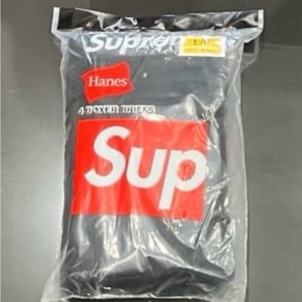 Hanes x Sup Logo Boxer Briefs - Black with Red/White Logo